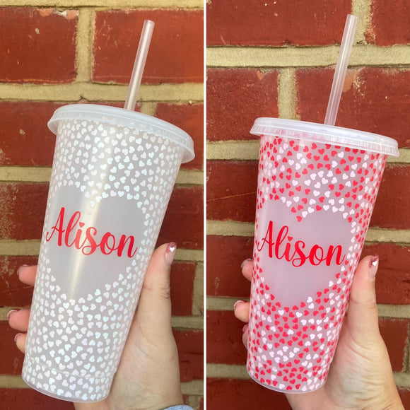 Personalised Colour Changing Heart Cold Cup (24oz)