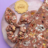 Salmon Painted Flowers Scrunchies