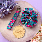 Pink & Teal Floral Wristlet