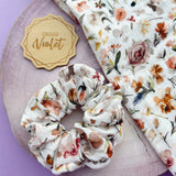 White Painted Flowers Scrunchies