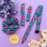 Pink & Teal Floral Lanyard