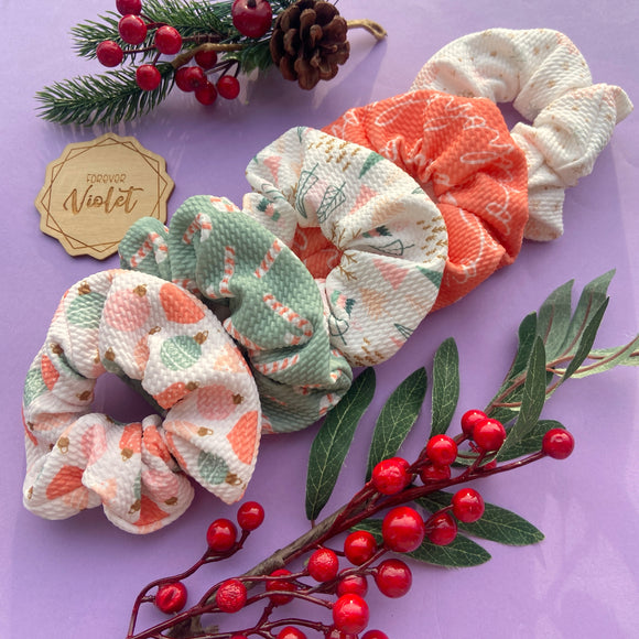 Blush & Sage Christmas Collection Scrunchies