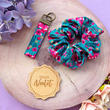 Pink & Teal Floral Wristlet
