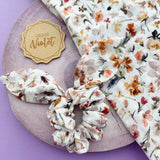 White Painted Flowers Scrunchies