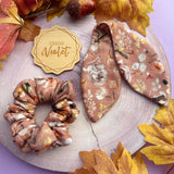Salmon Painted Flowers Scrunchies