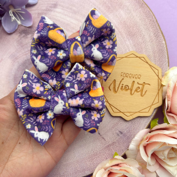 Purple Bunny Velvet Piggie Set