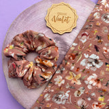 Salmon Painted Flowers Scrunchies