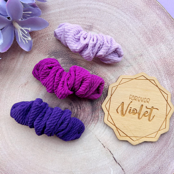 'The Purples' Scrunchie Clip Set
