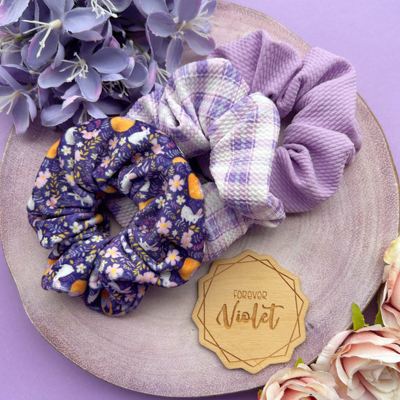 Purple Bunny Velvet Scrunchie Collection