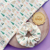 Blush & Sage Christmas Trees Scrunchie