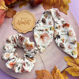 White Painted Flowers Scrunchies