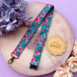 Pink & Teal Floral Lanyard