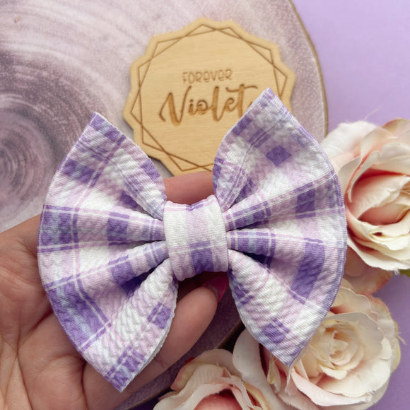 Purple Gingham Bullet Bow
