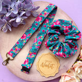 Pink & Teal Floral Lanyard