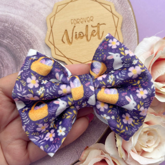 Purple Bunny Velvet Bow