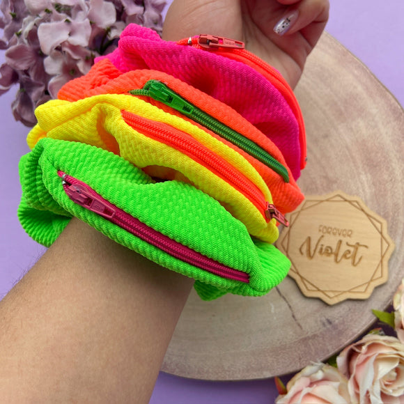 Neon Zipper Scrunchie