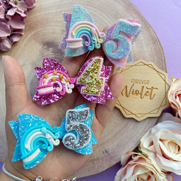 Number & Rainbow Birthday Bow