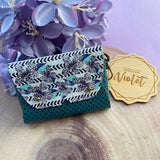 Geo Teal Flowers Purse