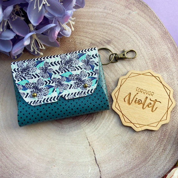 Geo Teal Flowers Purse