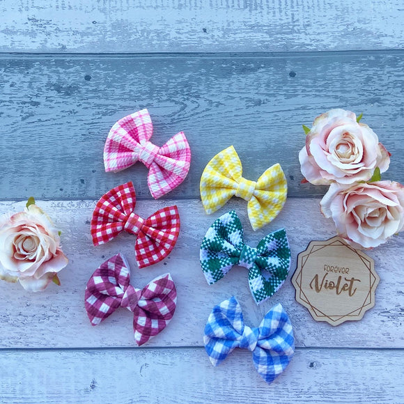 Gingham Piggie Bow Sets