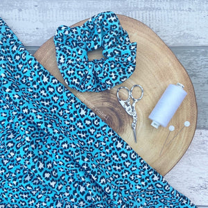 Blue Leopard Scrunchie