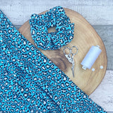 Blue Leopard Scrunchie