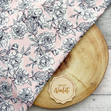 White Rose on Pink Scrunchie