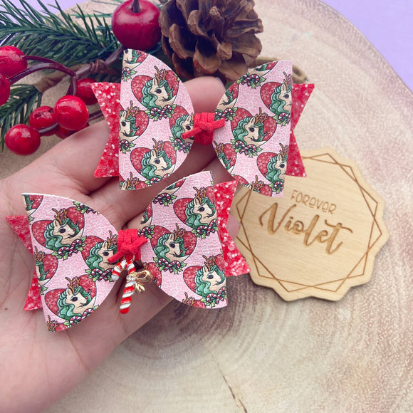 Candy Cane Deer Charm Bow