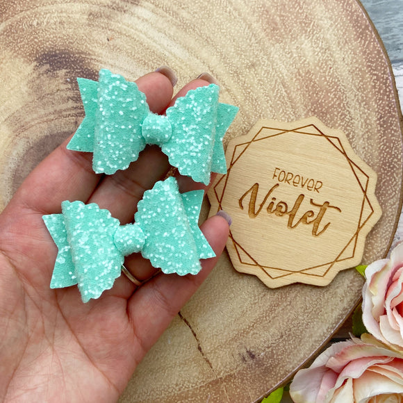 Mint Glitter Mini Bows